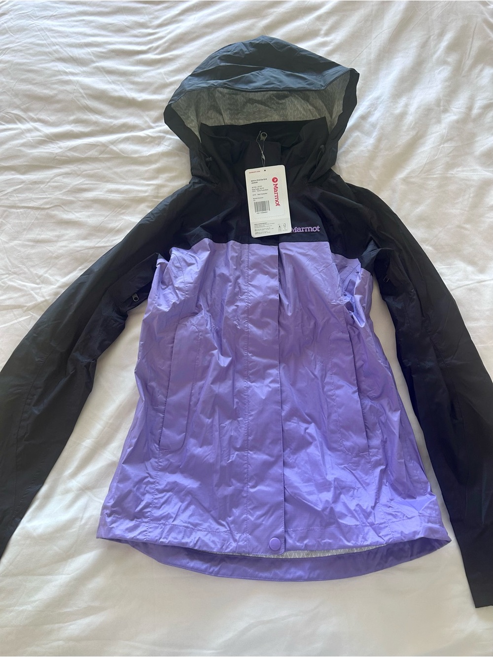 Marmot Women's Purple and Black Hooded Waterproof Jacket